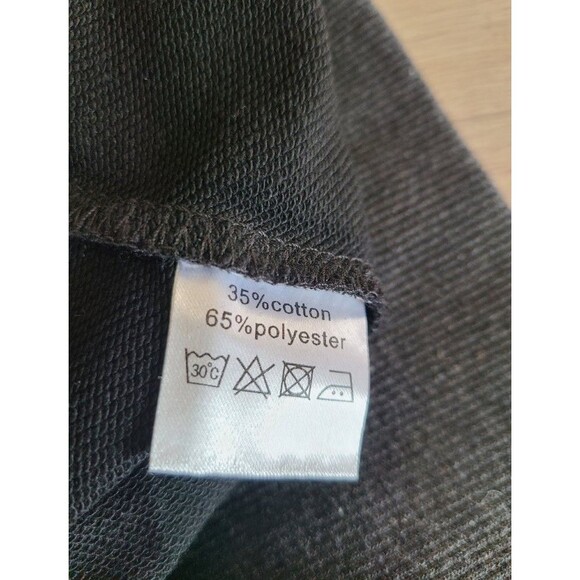 Black Oversized Sweatshirt L Drop Shoulder Raw Hem Casual Streetwear Pullover - Picture 4 of 8